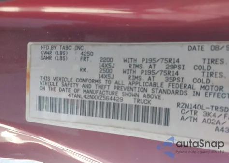 1999 Toyota Tacoma from USA, damaged, VIN 4TANL42NXXZ564429